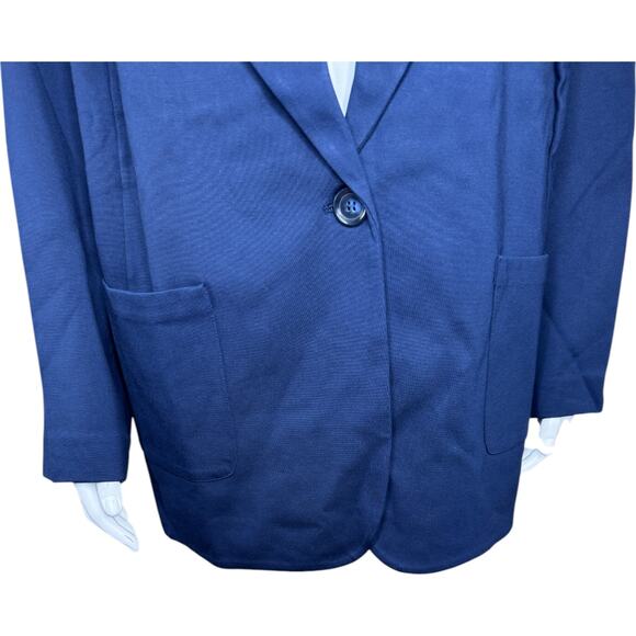 GRAVER Susan Graver Navy Shawl Collar Blazer 2X Petite NWOT Ponte Knit Classic - Picture 9 of 14